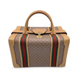 Gucci Vintage Beige Monogram Canvas Train Case Bag with Stripes
