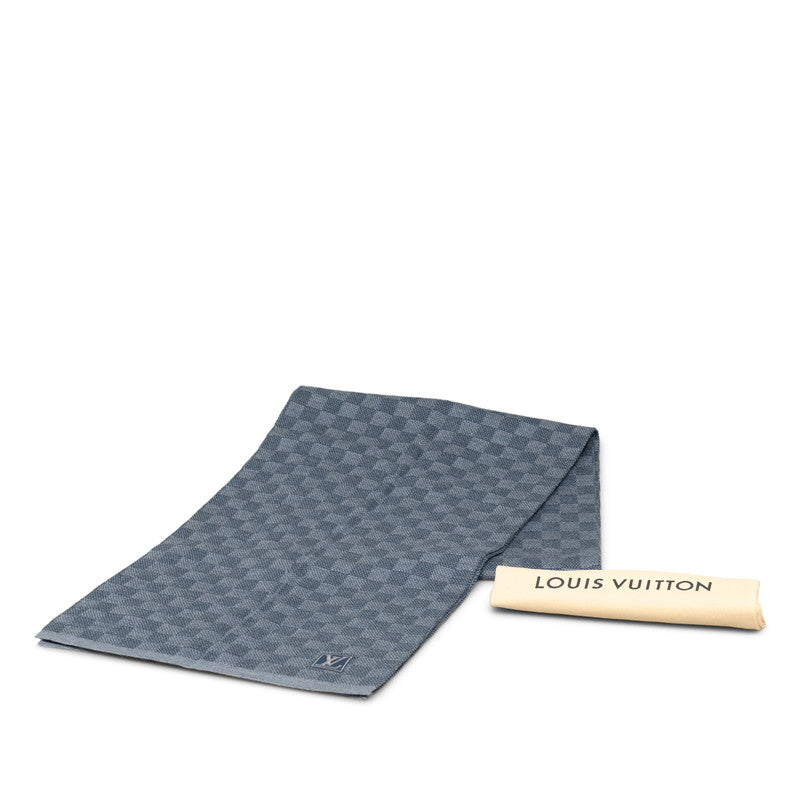 Louis Vuitton Louis Vuitton Damière M70929 Maffler Wool Blue Naivie Men's Eve