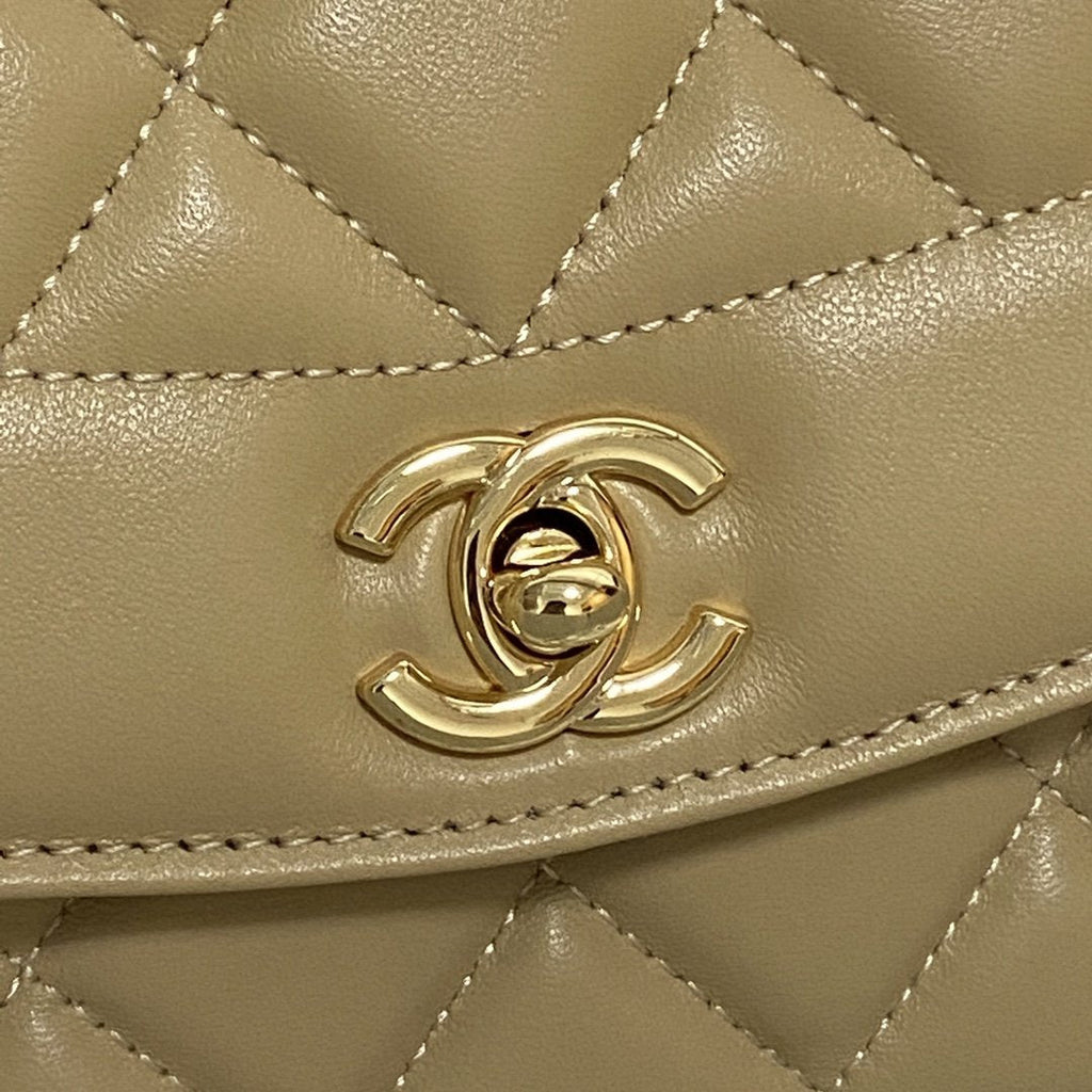 Chanel Quilted Gold Beige Flap Bag