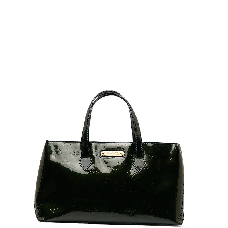 Louis Vuitton Wilshere PM Handbag Monogram Vernis M93684 Blue Green Patent Ladies