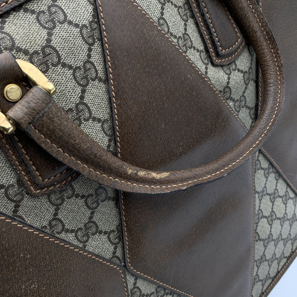 Gucci Vintage Brown Monogram Canvas Travel Satchel Bag