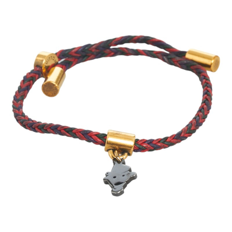 Louis Vuitton Bracelet MP234E Red Black Gold Leather  Louis Vuitton
