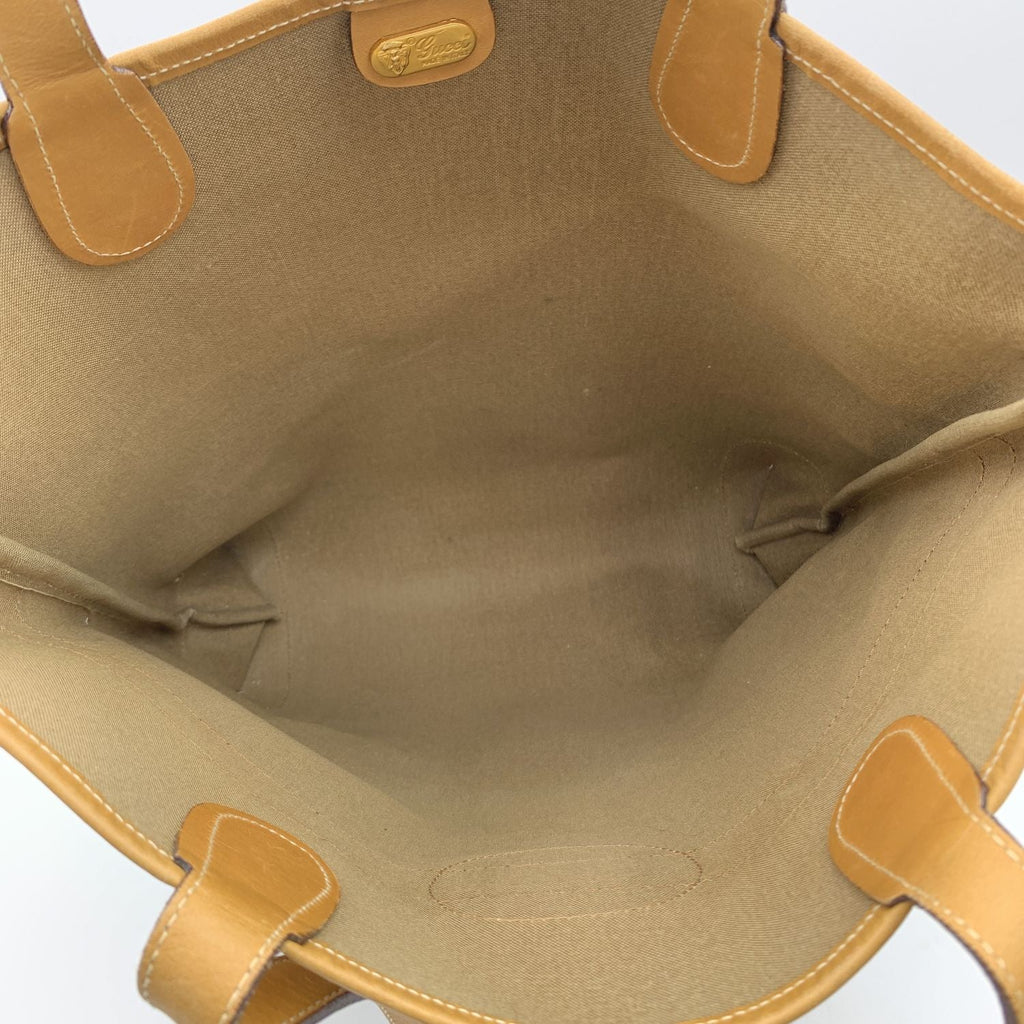 Gucci Vintage Beige GG Monogram Canvas Tote Shopping Bag Stripes