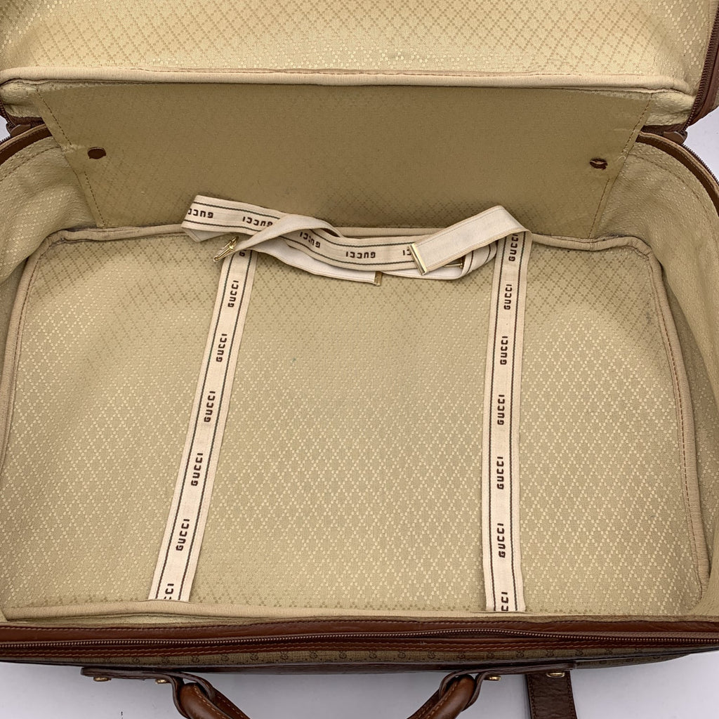Gucci Vintage Beige Monogram Canvas Suitcase Travel Bag