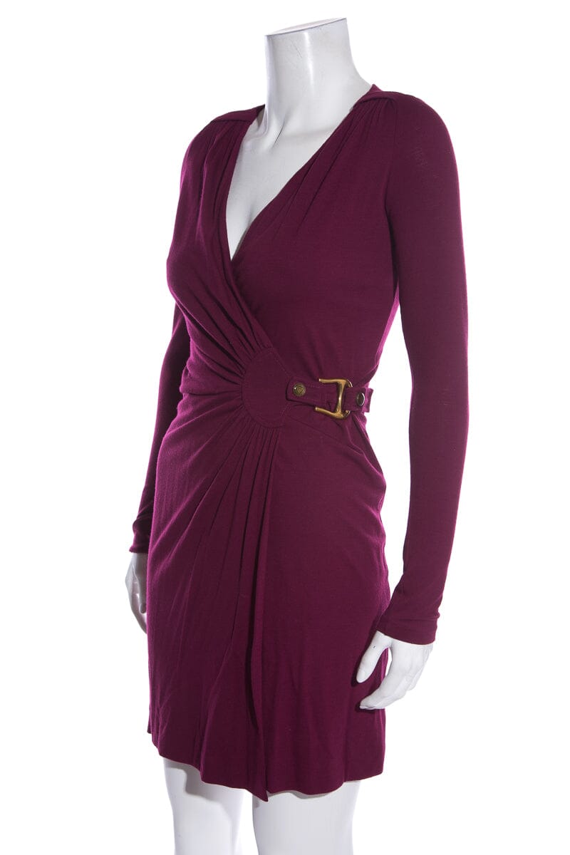Gucci Magenta Horsebit Wrap Dress SZ XS