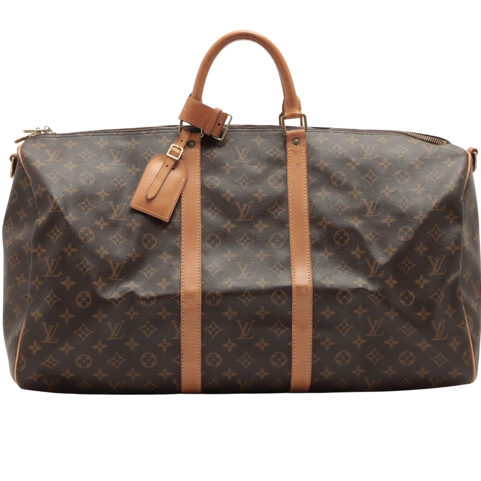 Louis Vuitton Brown Canvas Keepall Bandouli√®re 55 handbag bag
