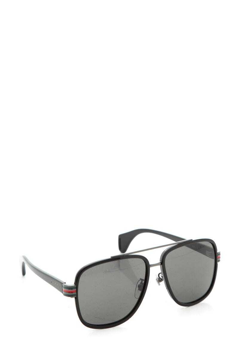 Gucci Black Temple Web Detail Sunglasses