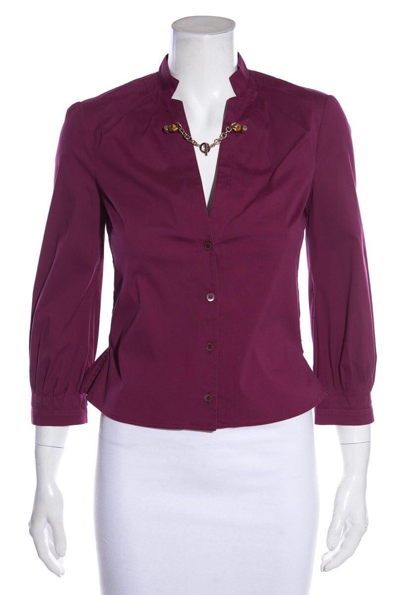 Gucci Magenta Blouse W/ Bamboo Detailling SZ 38