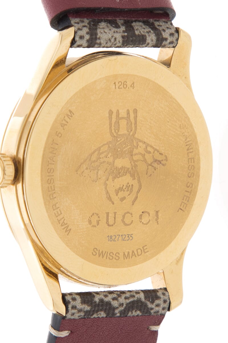 Gucci G-Timeless Pink Blooms Canvas Strap Watch