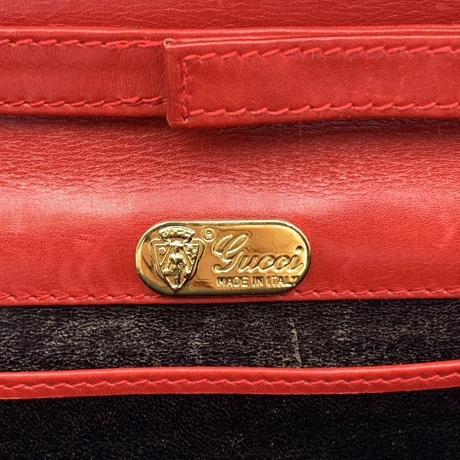 Gucci Vintage Red Leather Convertible Shoulder Bag Clutch