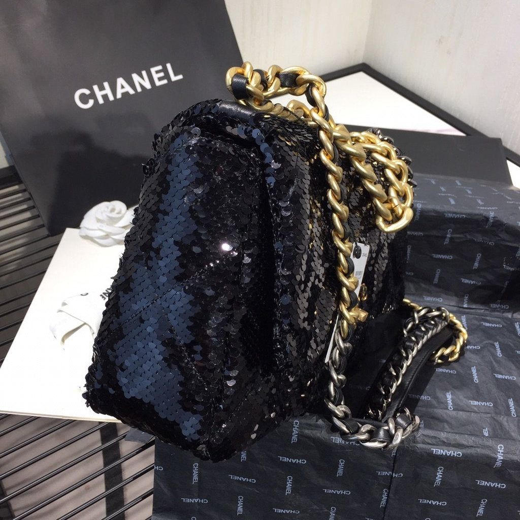 Chanel sequin 19 Flap Bag Black