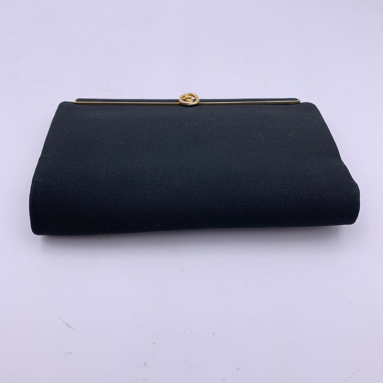 Gucci Vintage Black Canvas Clutch Evening Bag with GG Logo