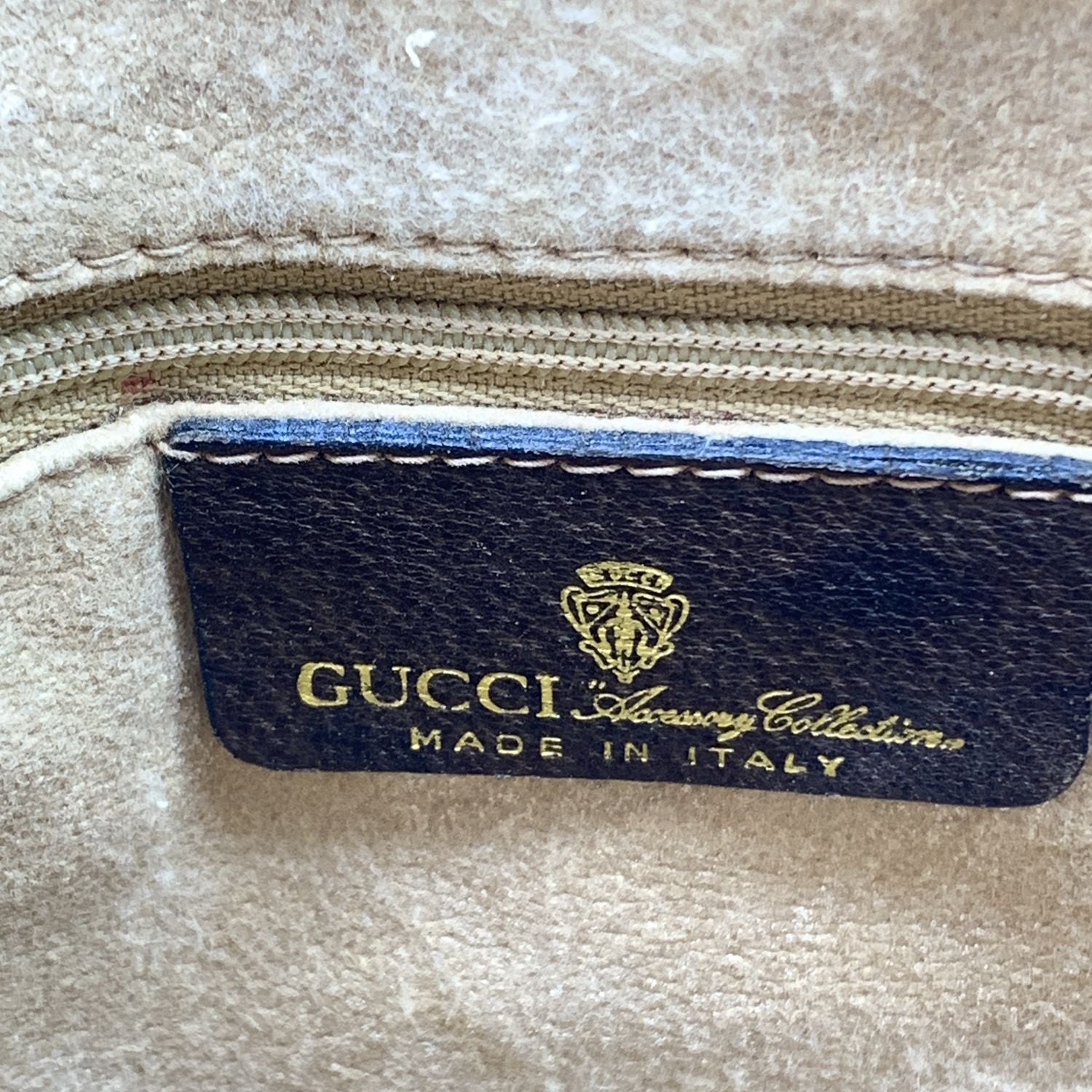 Gucci Vintage Brown Monogram Shopping Bag Tote with Stripes