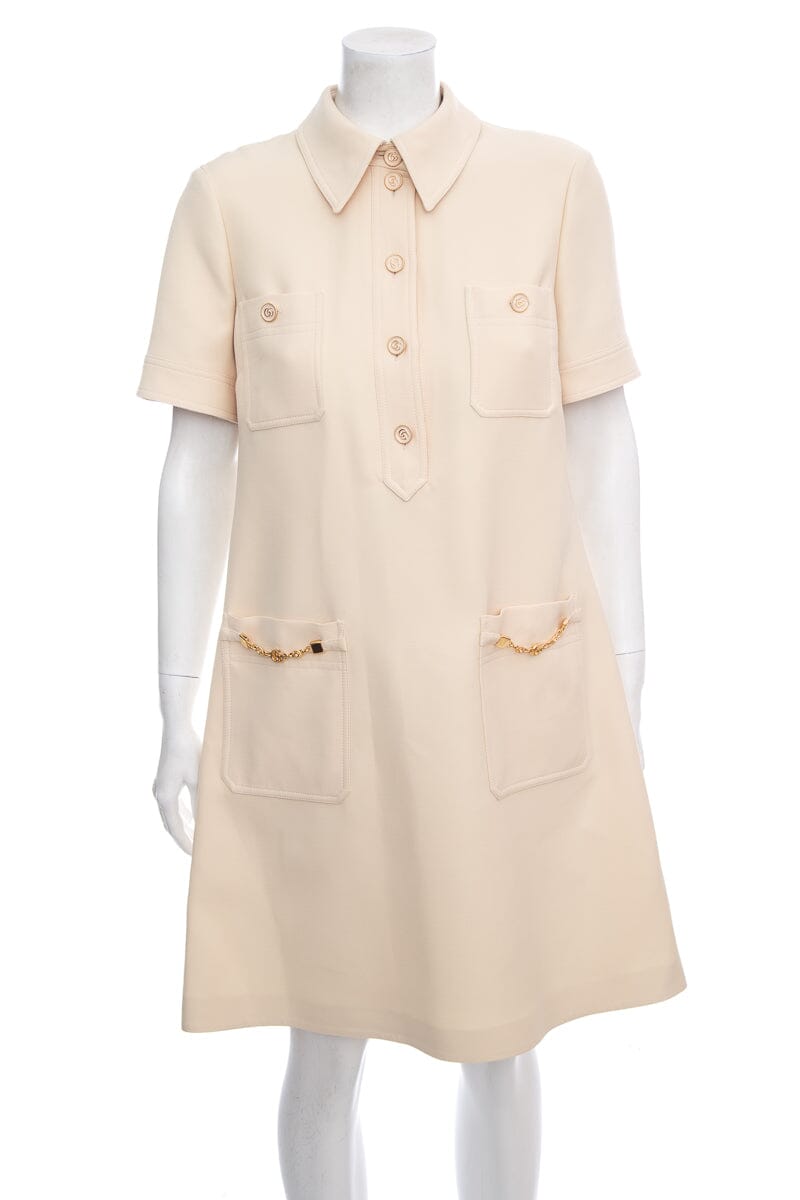 Gucci Beige Short Sleeve Dress SZ 40 NWT