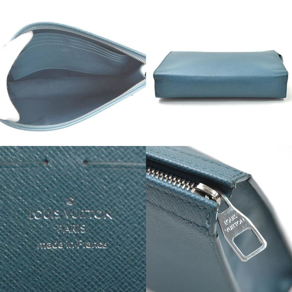 Louis Vuitton Blue Leather Pochette voyage clutch bag