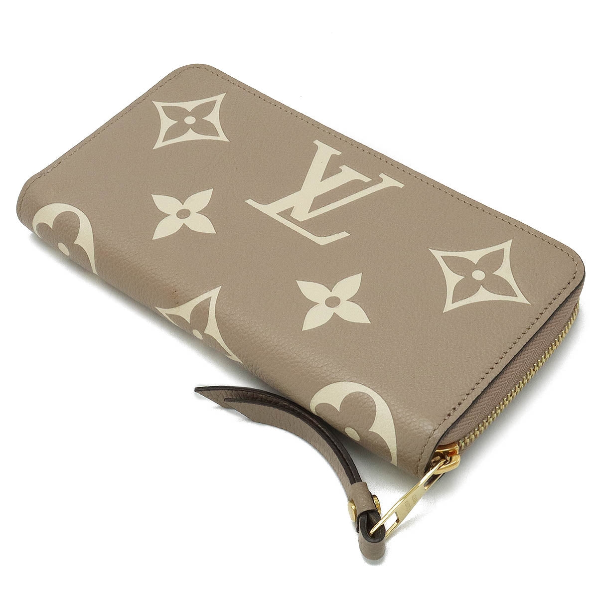 LOUIS VUITTON Louis Vuitton Monogram Emplant Zippie Wallet Round Fassner Long Wallet Bicycle Trolley Cream M69794