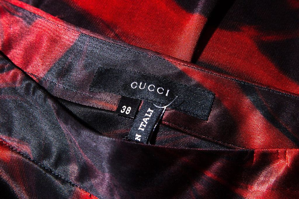 Gucci Red & Black Abstract Print Skirt SZ 38