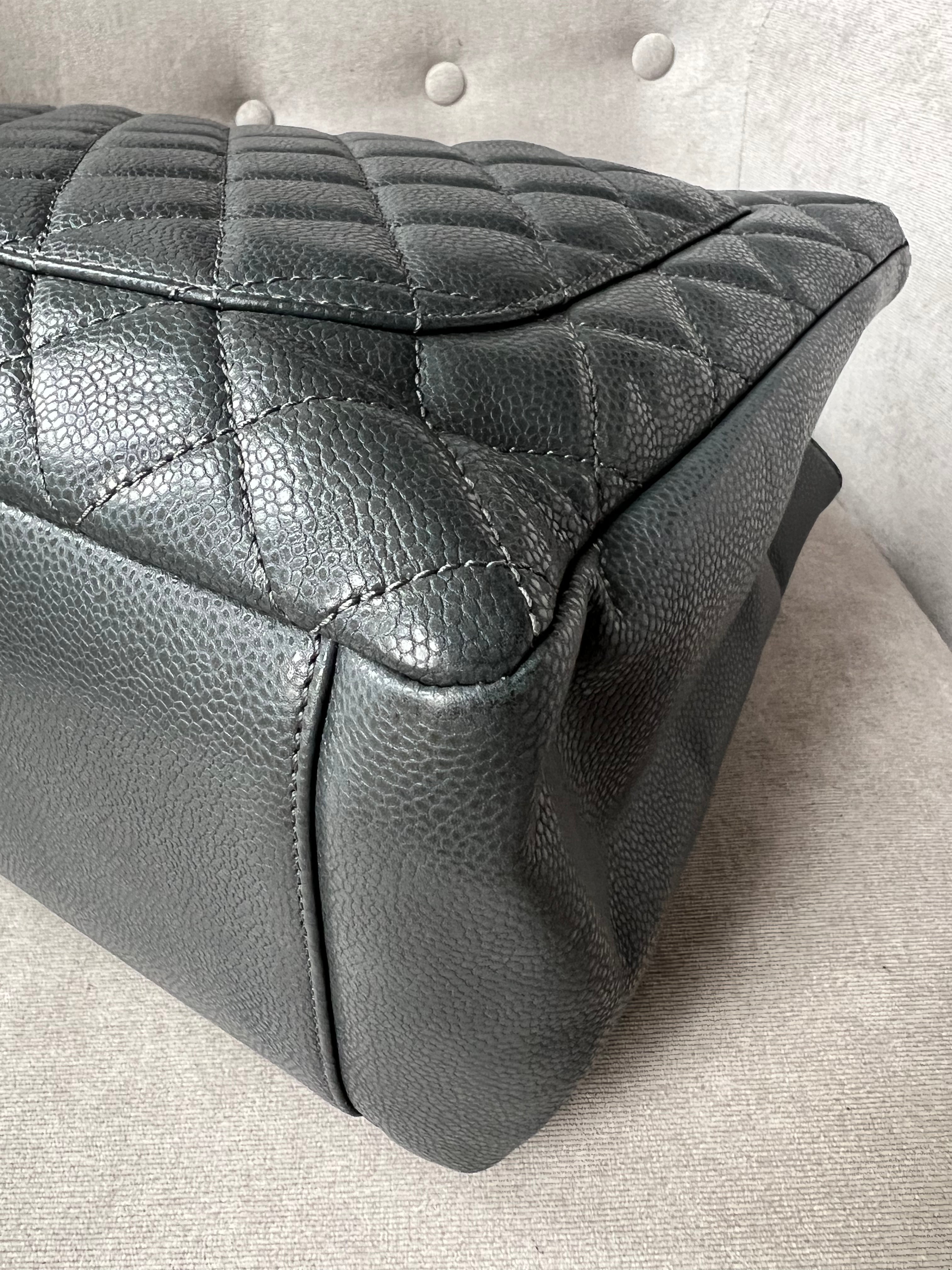 Chanel Grey Caviar Grand Shopper Tote (GST) Silver Hardware