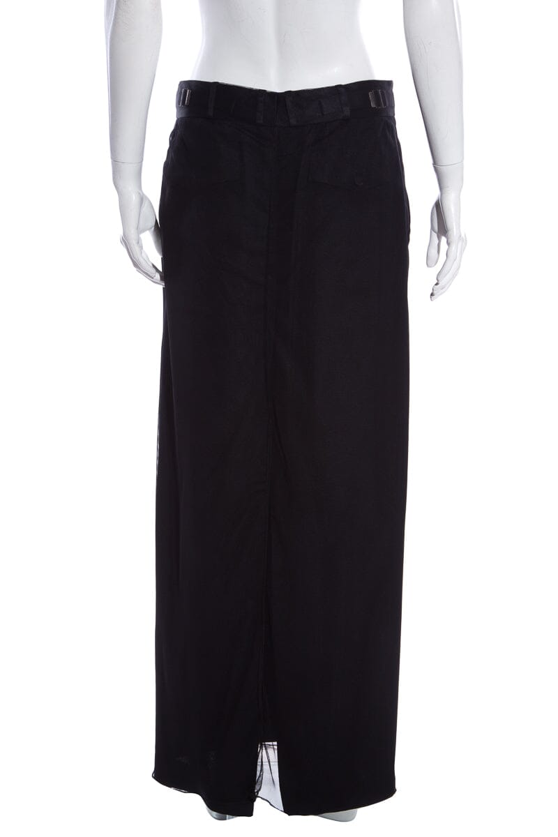 Gucci Black Mesh Overlay Midi Skirt SZ 46