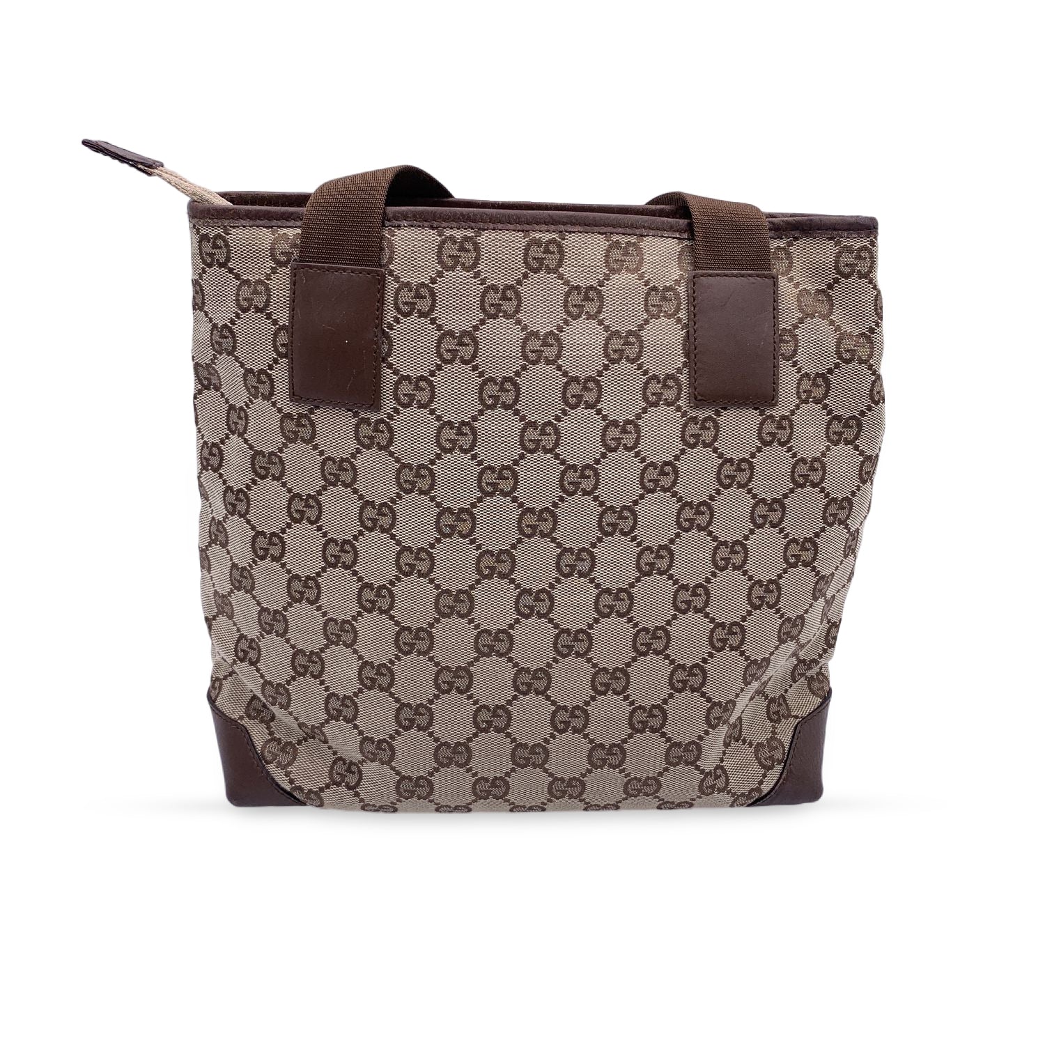 Gucci Vintage Brown Monogram Canvas Front Pocket Tote Bag