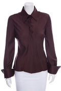 Gucci Tom Ford Era Brown Silk Blouse SZ 38