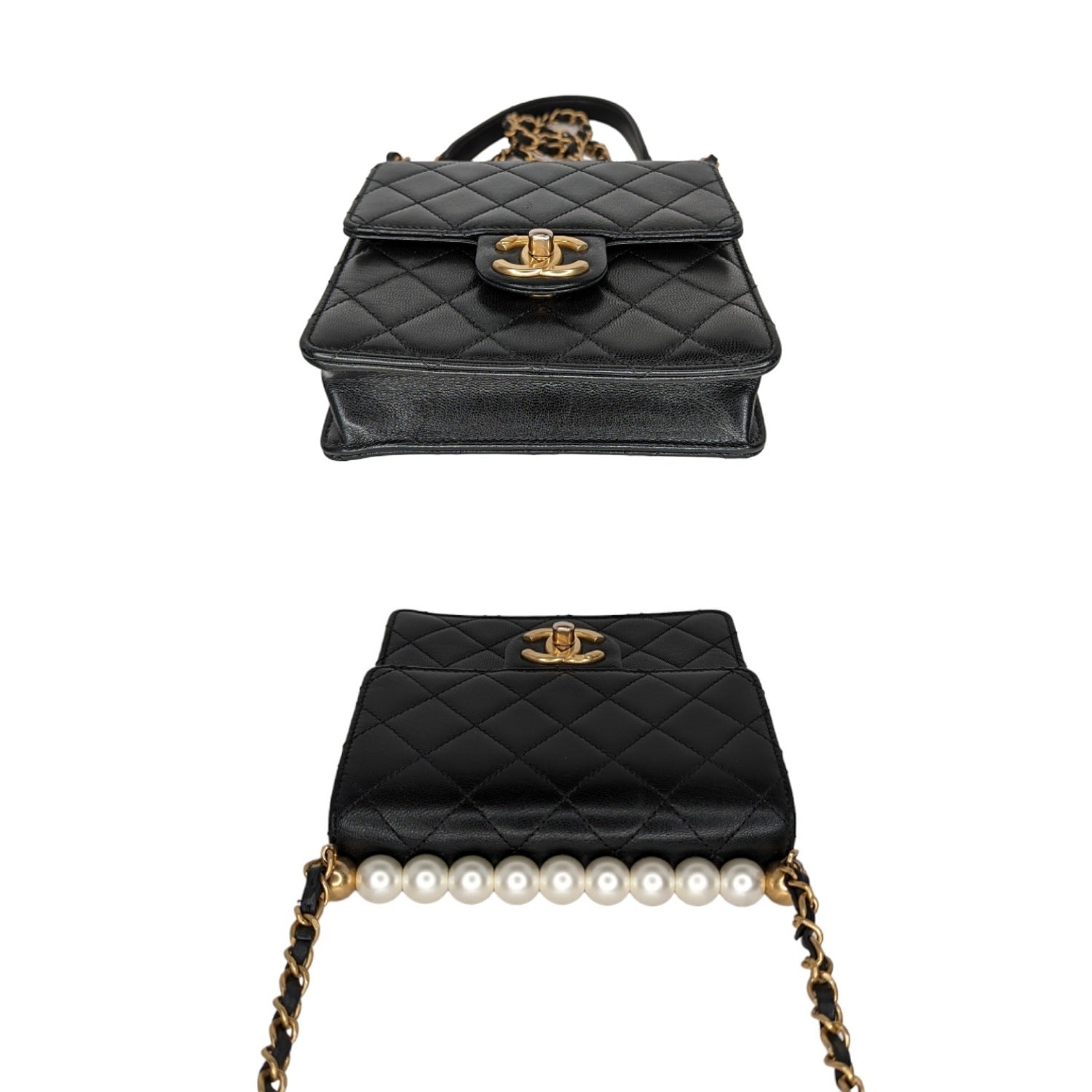 Chanel Small Goatskin Quilted Chic Pearls Flap Bag