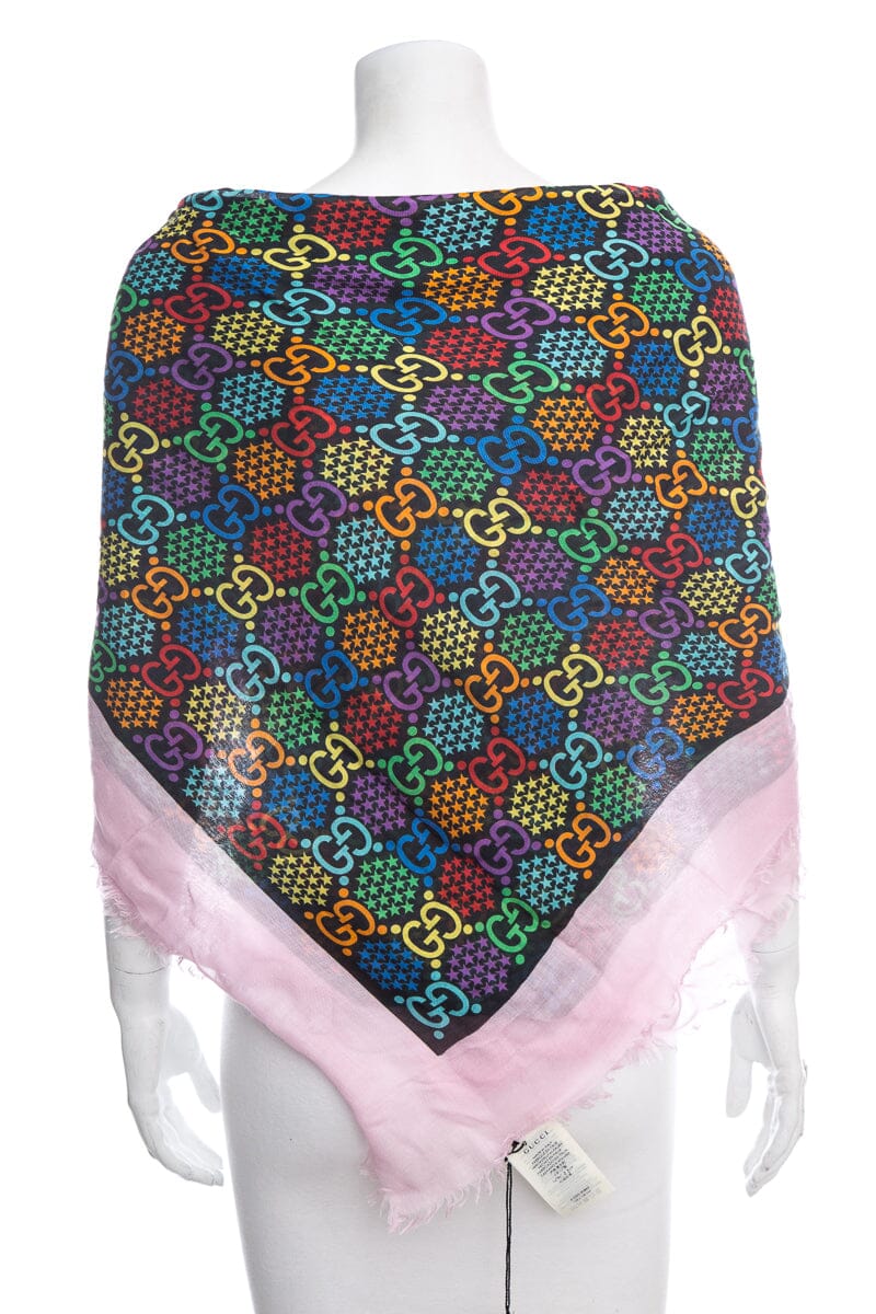 Gucci Multicolor Monogram GG Psychedelic 135 cm Scarf NWT