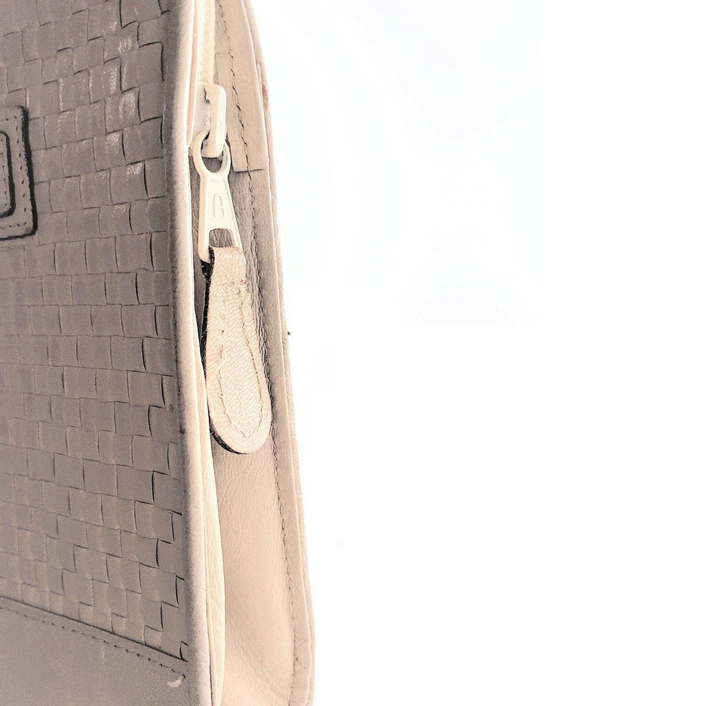 Fendi Vintage Dual Handle Woven Leather Cream Tote