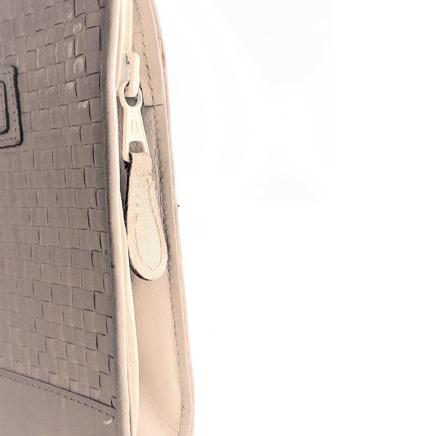 Fendi Vintage Dual Handle Woven Leather Cream Tote
