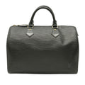 Louis Vuitton Black Leather Speedy 30 handbag bag