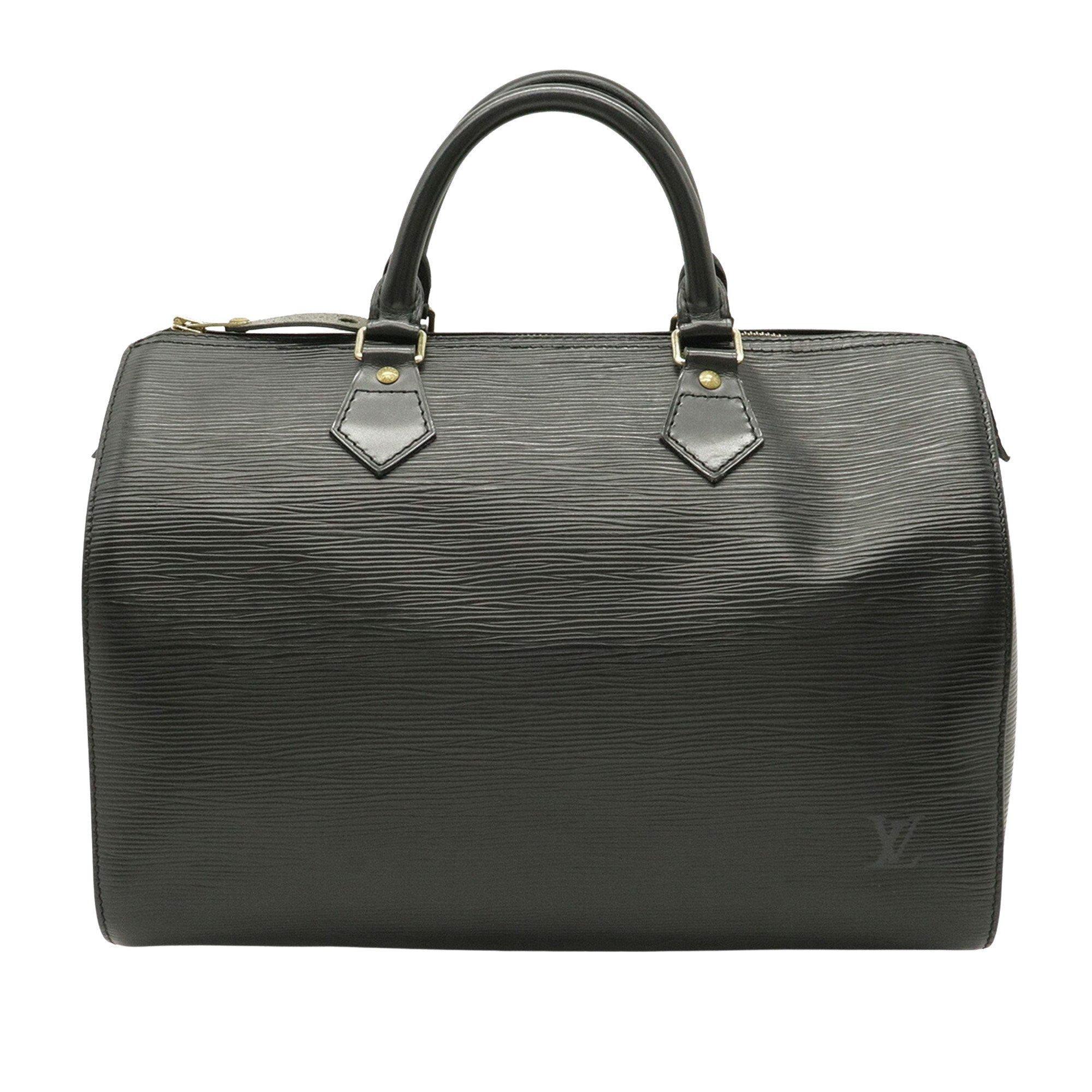 Louis Vuitton Black Leather Speedy 30 handbag bag