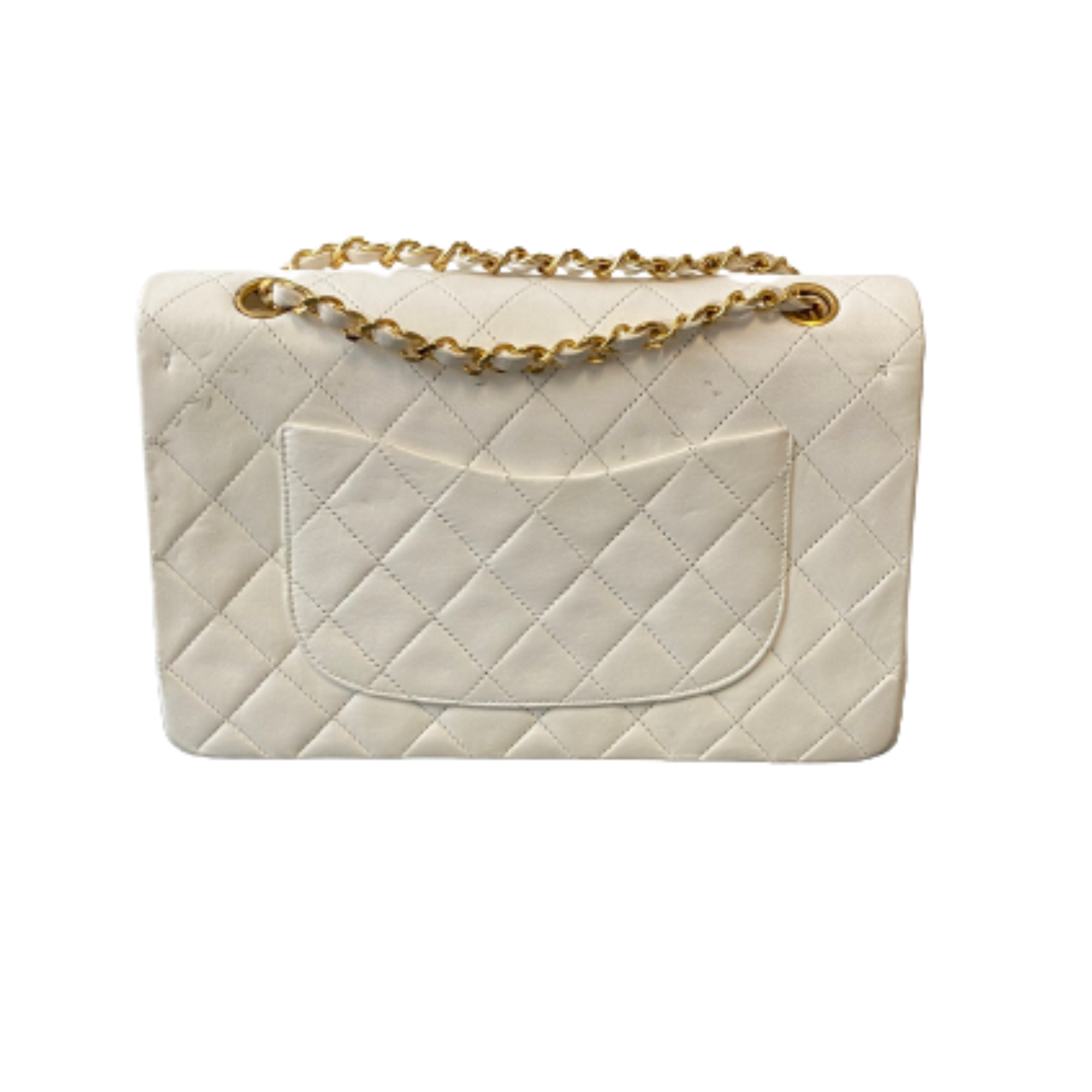 Chanel White Leather Double flap shoulder bag