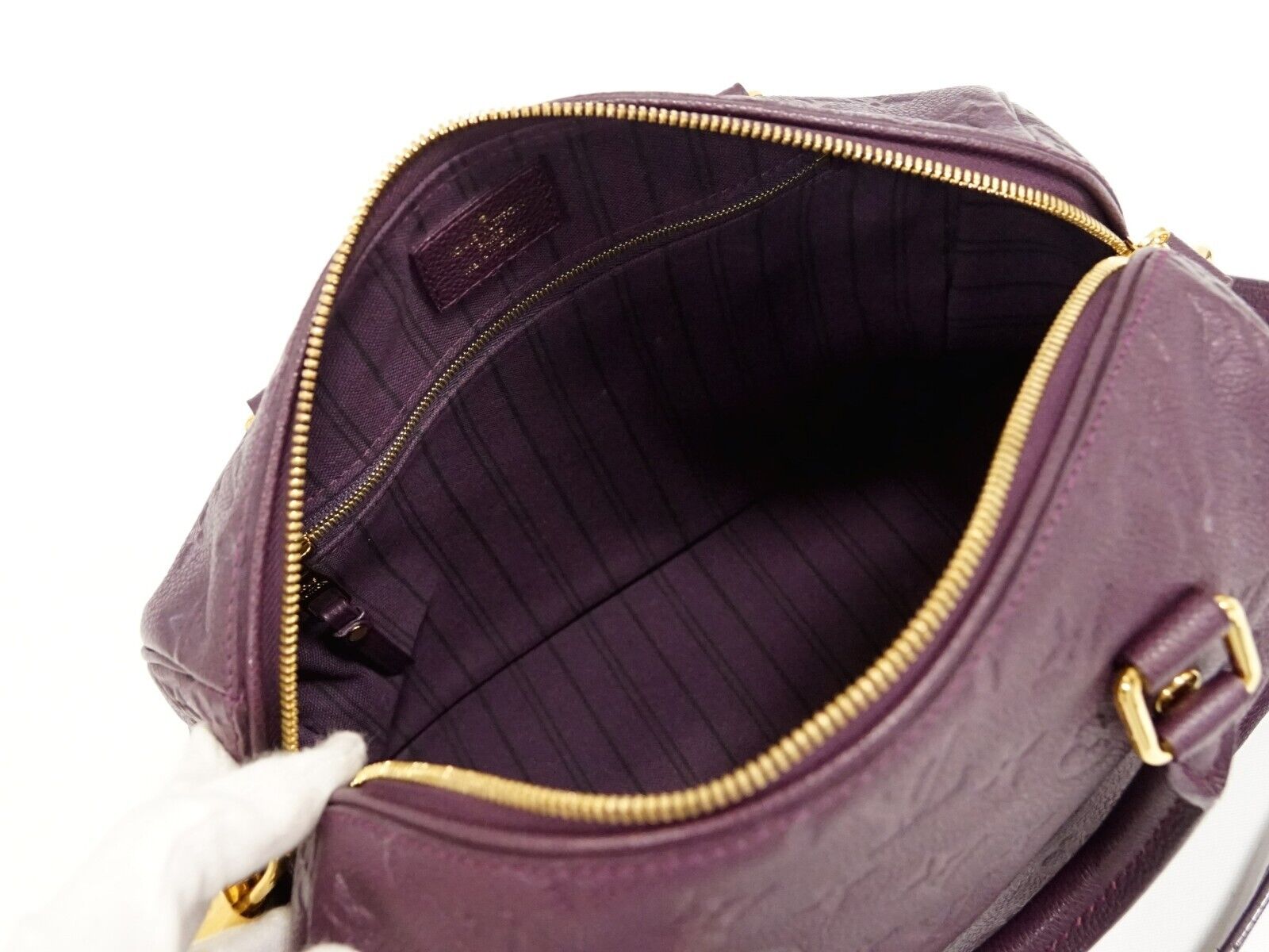 Louis Vuitton Purple Leather Speedy 25 handbag bag
