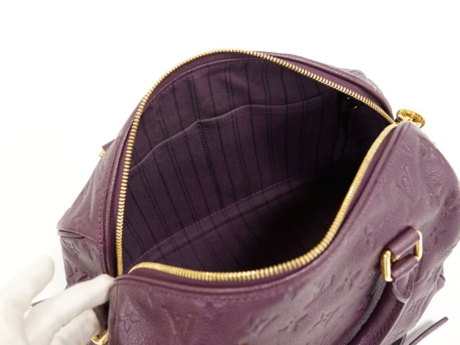 Louis Vuitton Purple Leather Speedy 25 handbag bag