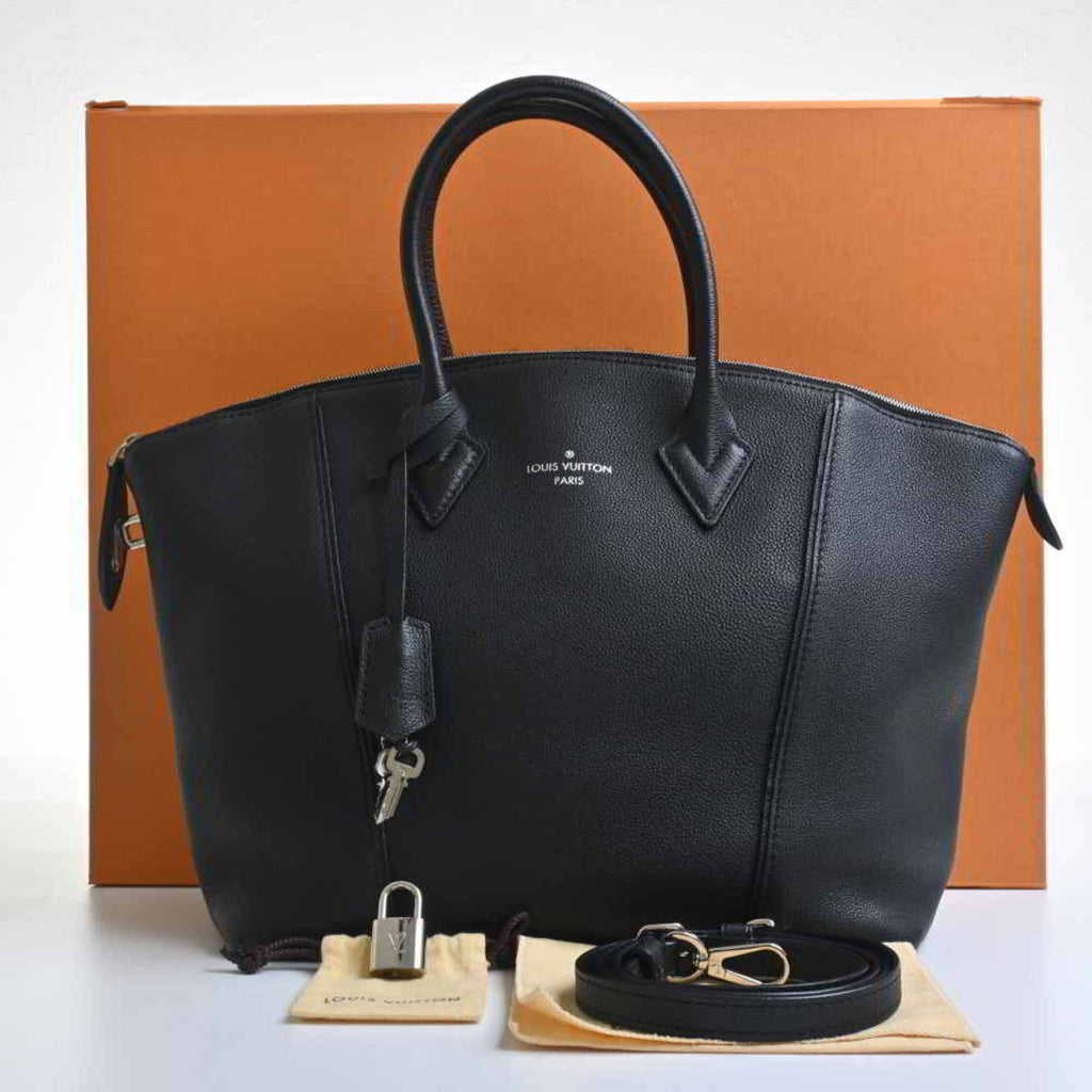Louis Vuitton Black Leather Lockit handbag bag