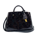 Louis Vuitton Black Patent leather Montaigne handbag bag