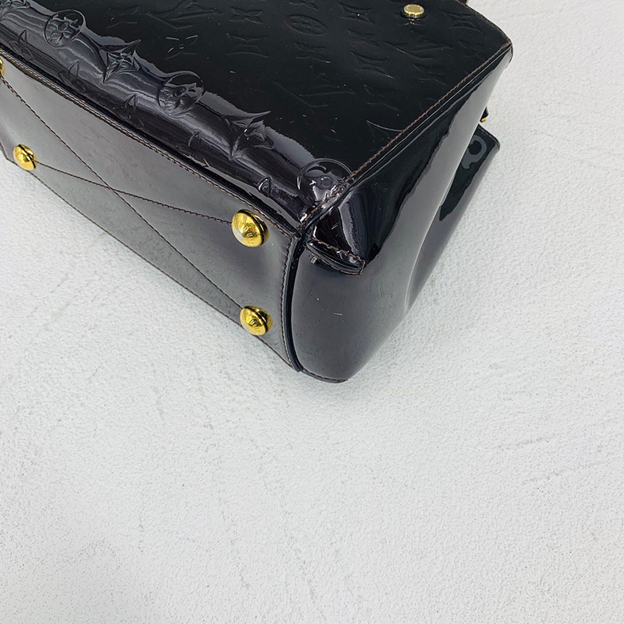 Louis Vuitton Black Patent leather Montaigne handbag bag