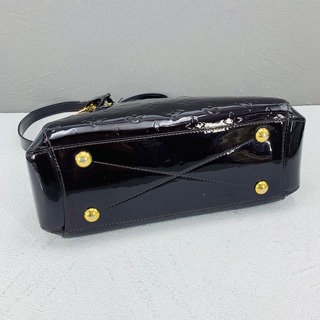 Louis Vuitton Black Patent leather Montaigne handbag bag