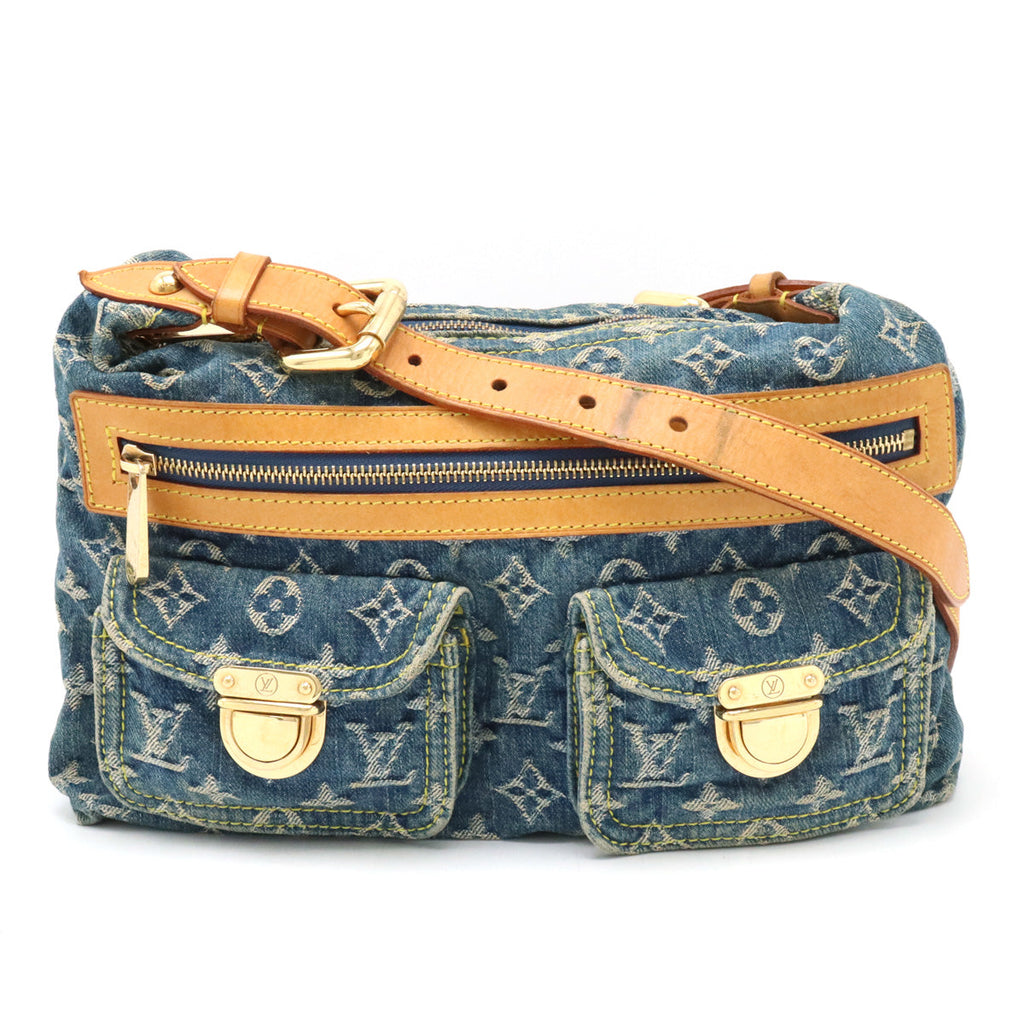 Louis Vuitton Louis Vuitton Monogram Denim Buggy PM Shoulder Bag Long Shoulder Slipper Blue M95049