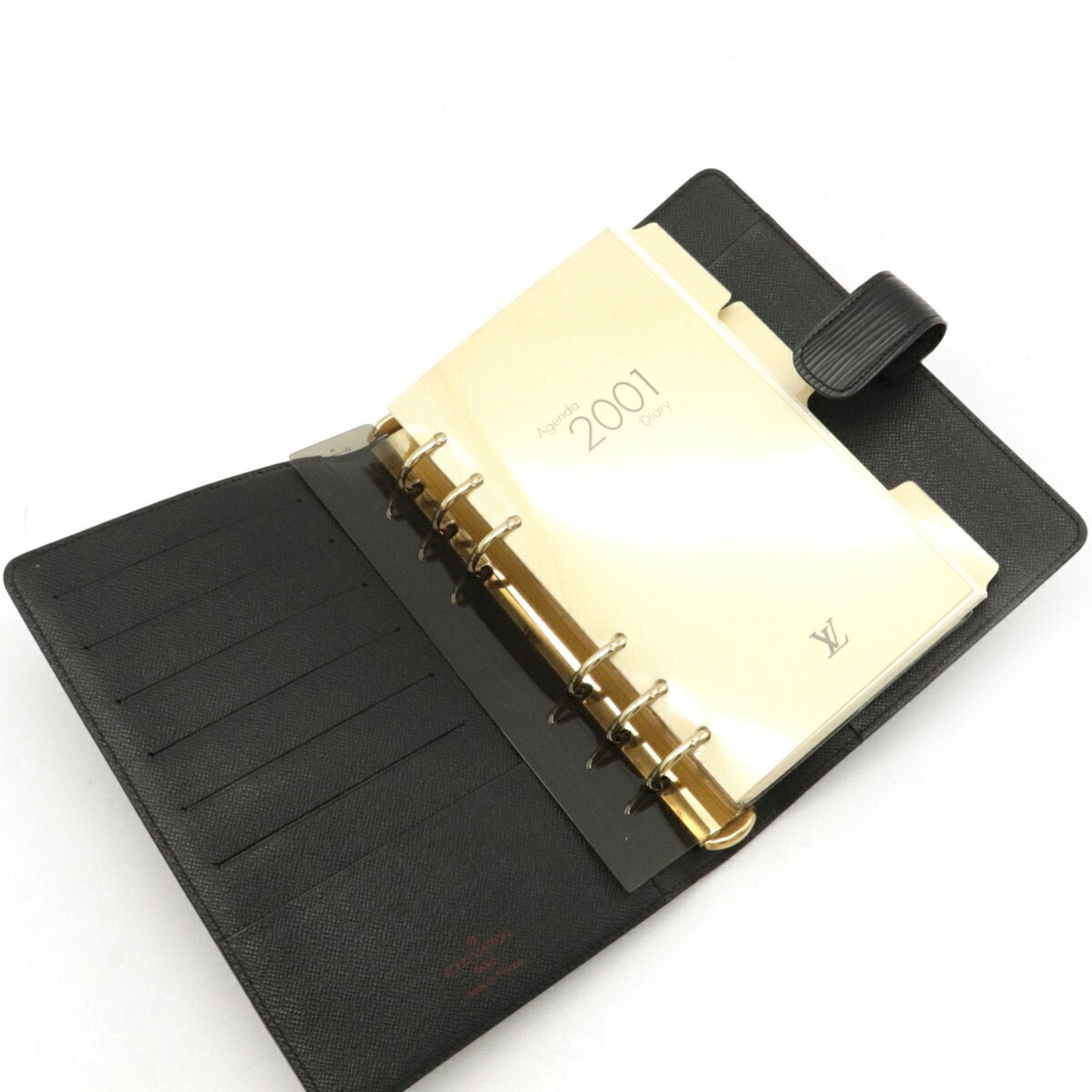 Louis Vuitton Black Leather Couverture agenda de poche wallet accessories