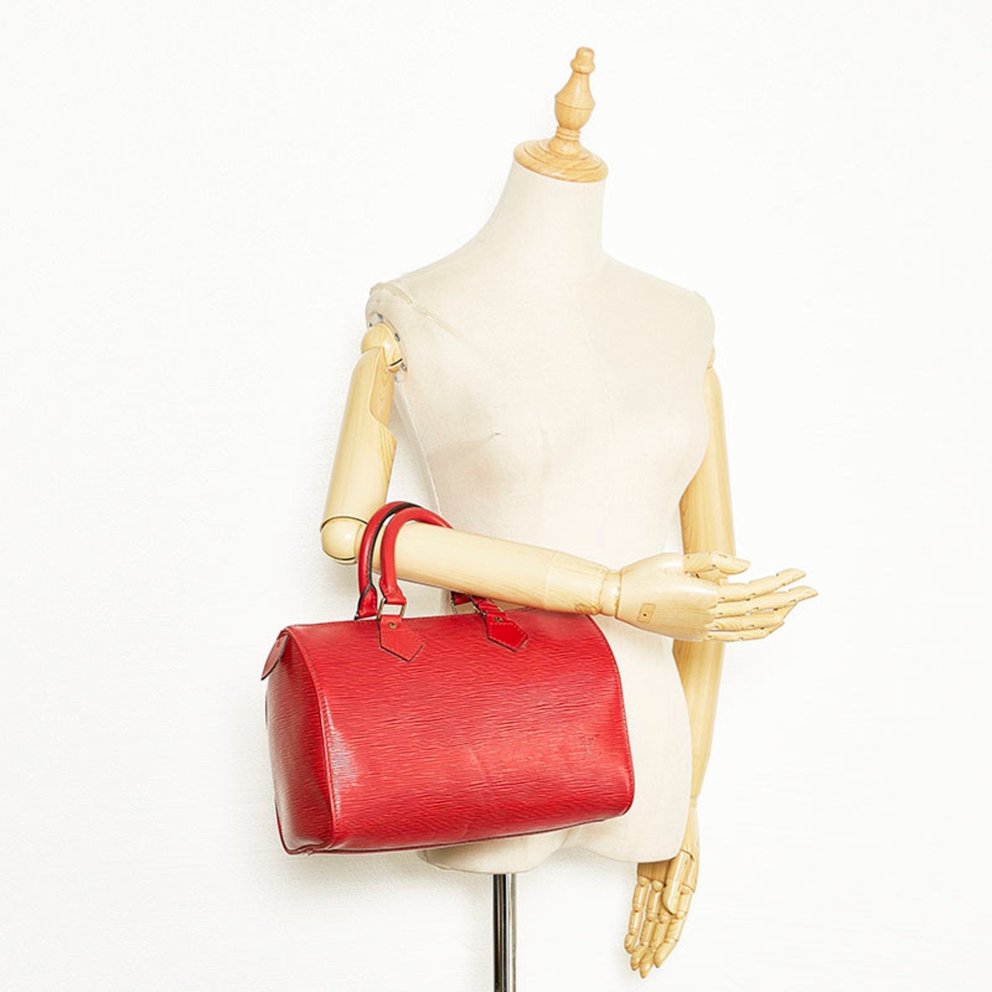 Louis Vuitton Red Leather Speedy 25 handbag bag