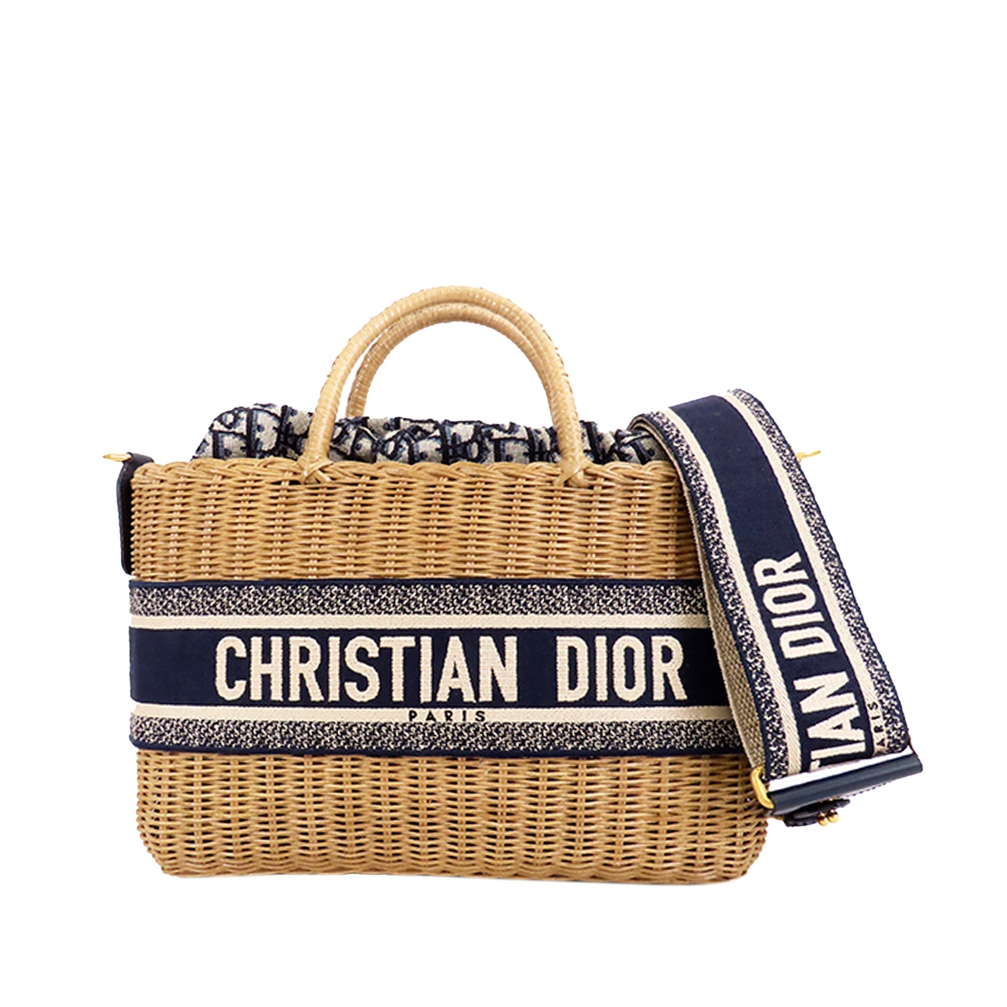 DIOR Oblique Wicker Basket Bag