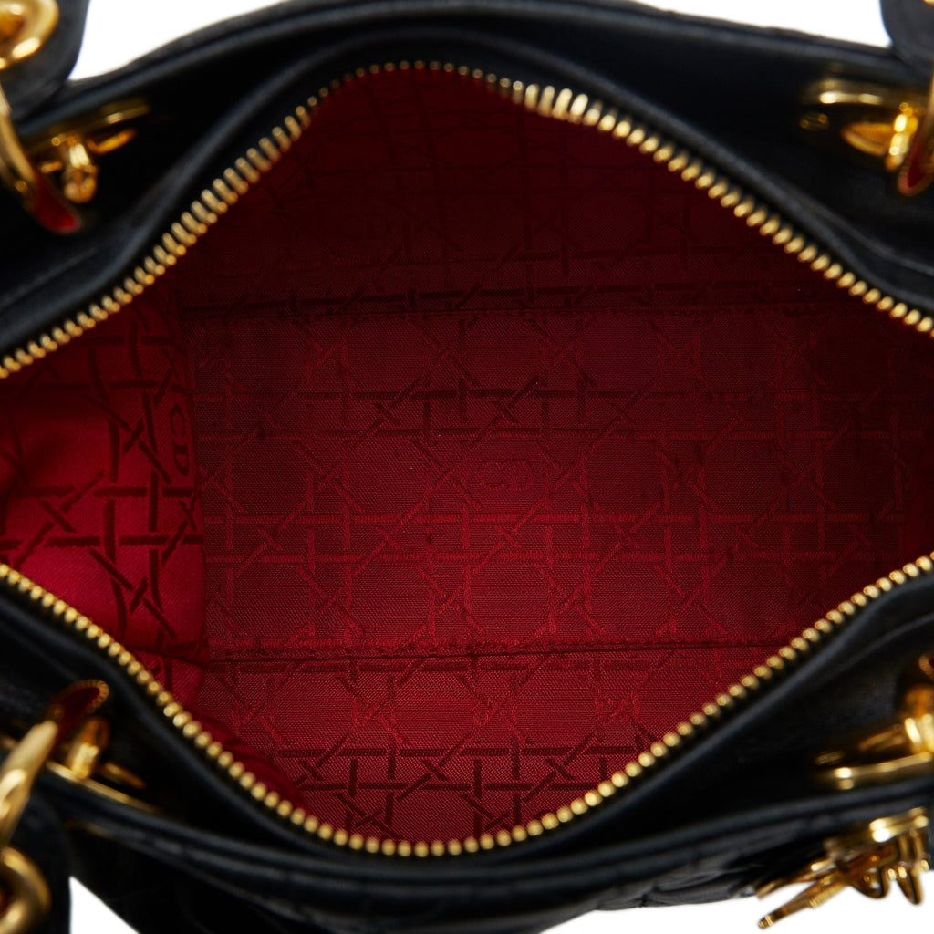 Dior Lady Dior Medium Black Cannage Quilted Leather