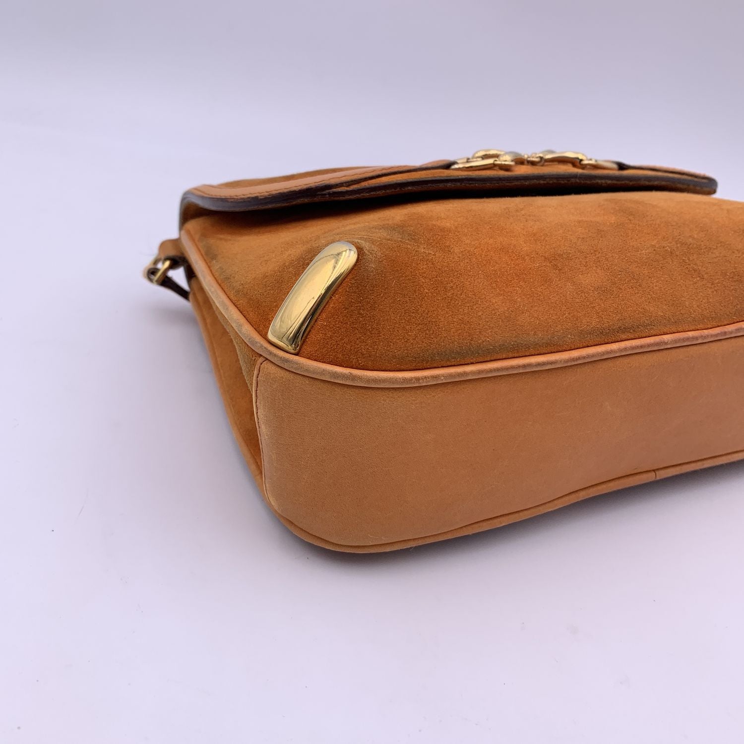 Gucci Vintage Orange Suede Convertible Flap Shoulder Bag