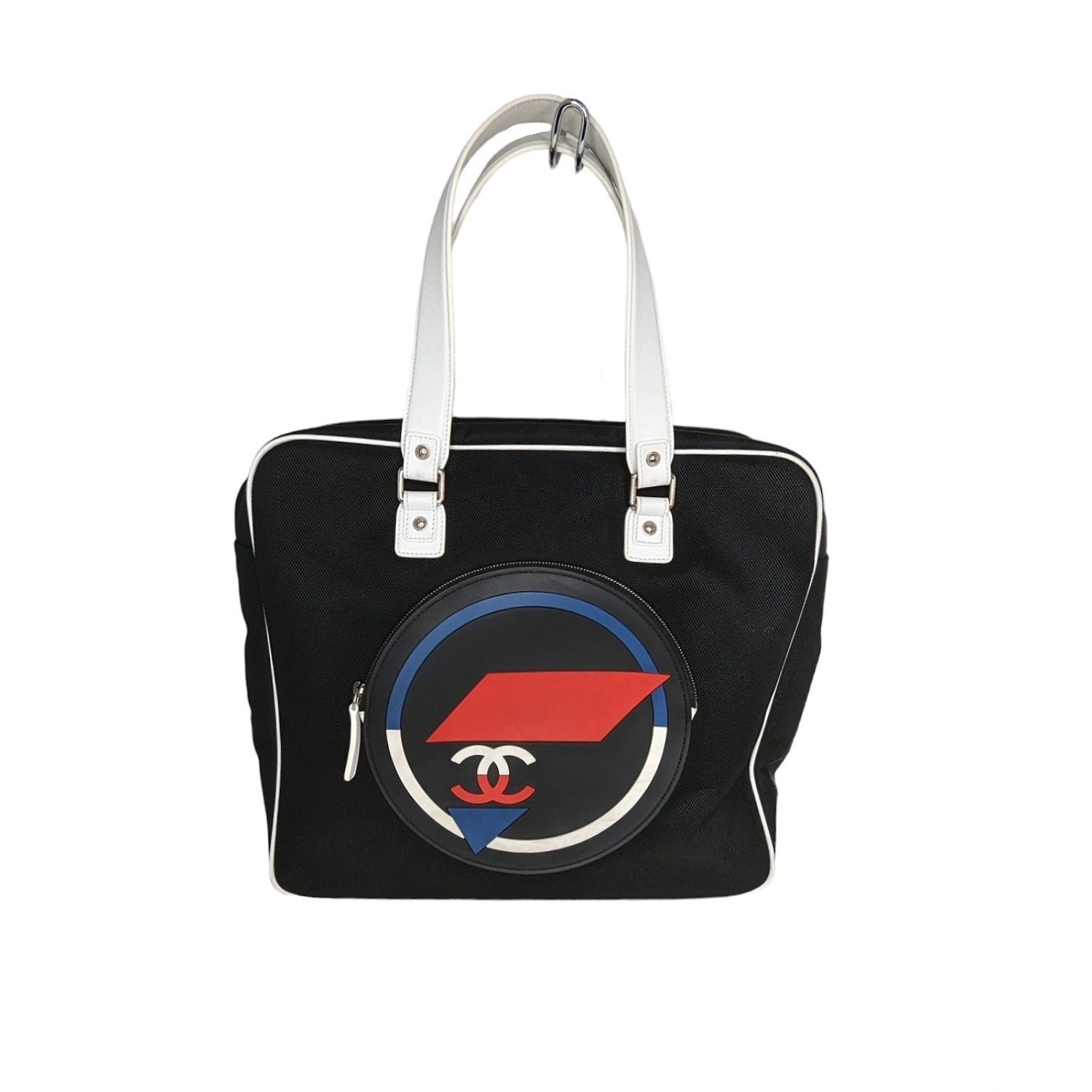 Chanel Toile Rubber Leather Large Zipped Airline Shopping Bag