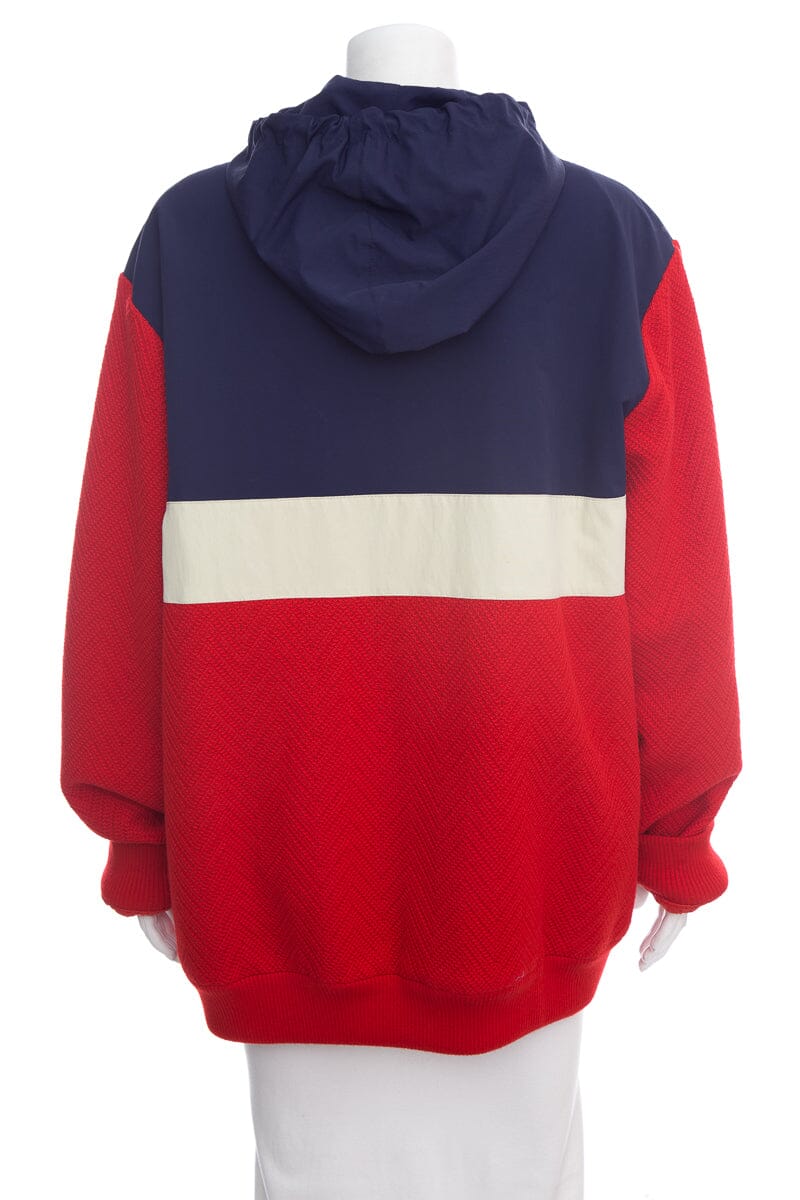 Gucci Red & Blue Zip Up Knit & Nylon Wind Breaker Jacket SZ XL