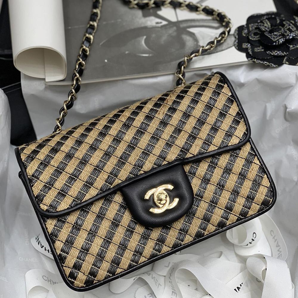 Chanel Raffi Jute striped Flap Bag