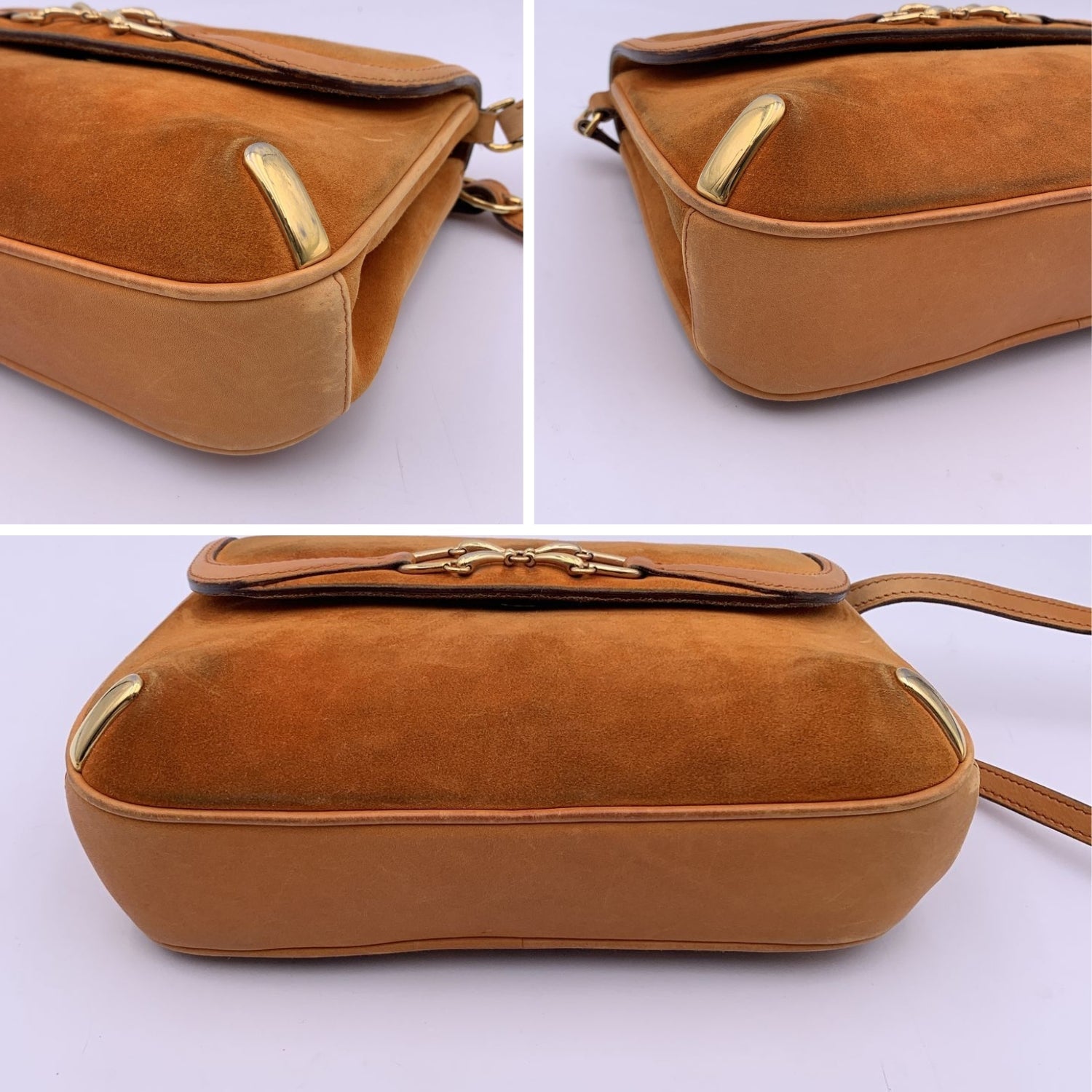 Gucci Vintage Orange Suede Convertible Flap Shoulder Bag