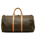 Louis Vuitton Monogram Keepall 50 Boston Bag M41426 Brown PVC Leather  Louis Vuitton