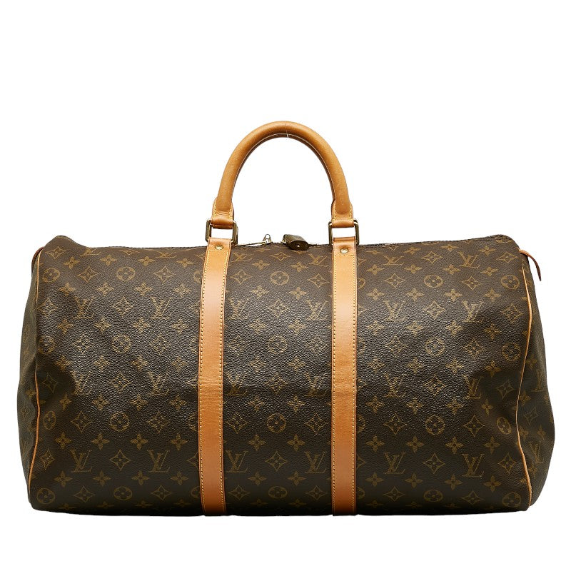 Louis Vuitton Monogram Keepall 50 Boston Bag M41426 Brown PVC Leather  Louis Vuitton